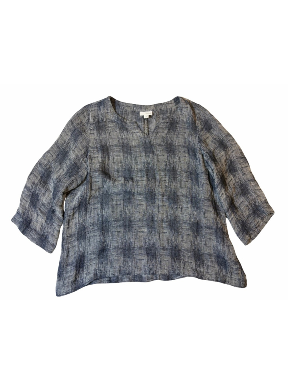 Pure Jill Blue Gray Linen Blend Tunic Top Petite Minimalist Lagenlook